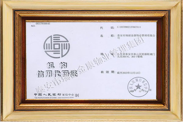 機(jī)構(gòu)信用代碼證